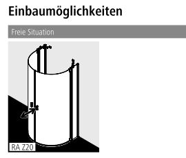 Kermi Duschdesign Duschtür Halbkreis-Duschkabine (Pendeltüren mit Festfeldern) Glasflügel nach innen einklappbar und außen öffnend „RAYA“ Profile Silber Mattglanz, Anschlag links und rechts, Drehtür zweiteilig