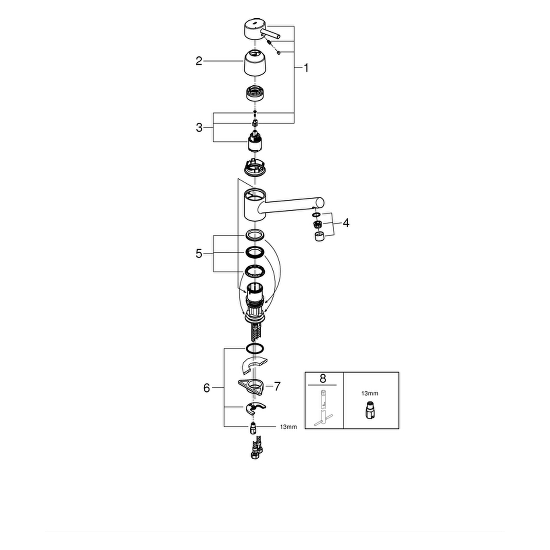 Einhand-Spültischbatterie Concetto 32659_1, Einlochmontage, flacher Auslauf, chrom