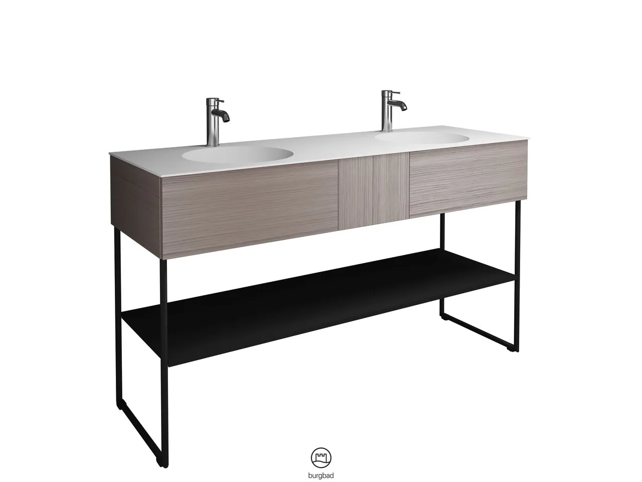 burgbad Coco HGL Mineralguss-Waschtisch inkl. Waschtischunterschrank, 505x1506x870mm