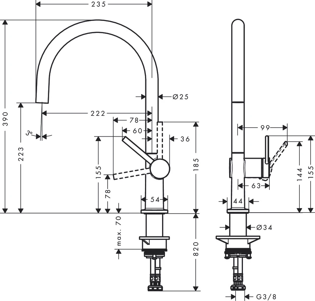 Talis M54 Einhebel-Küchenmischer 220, Eco, 1jet Chrom