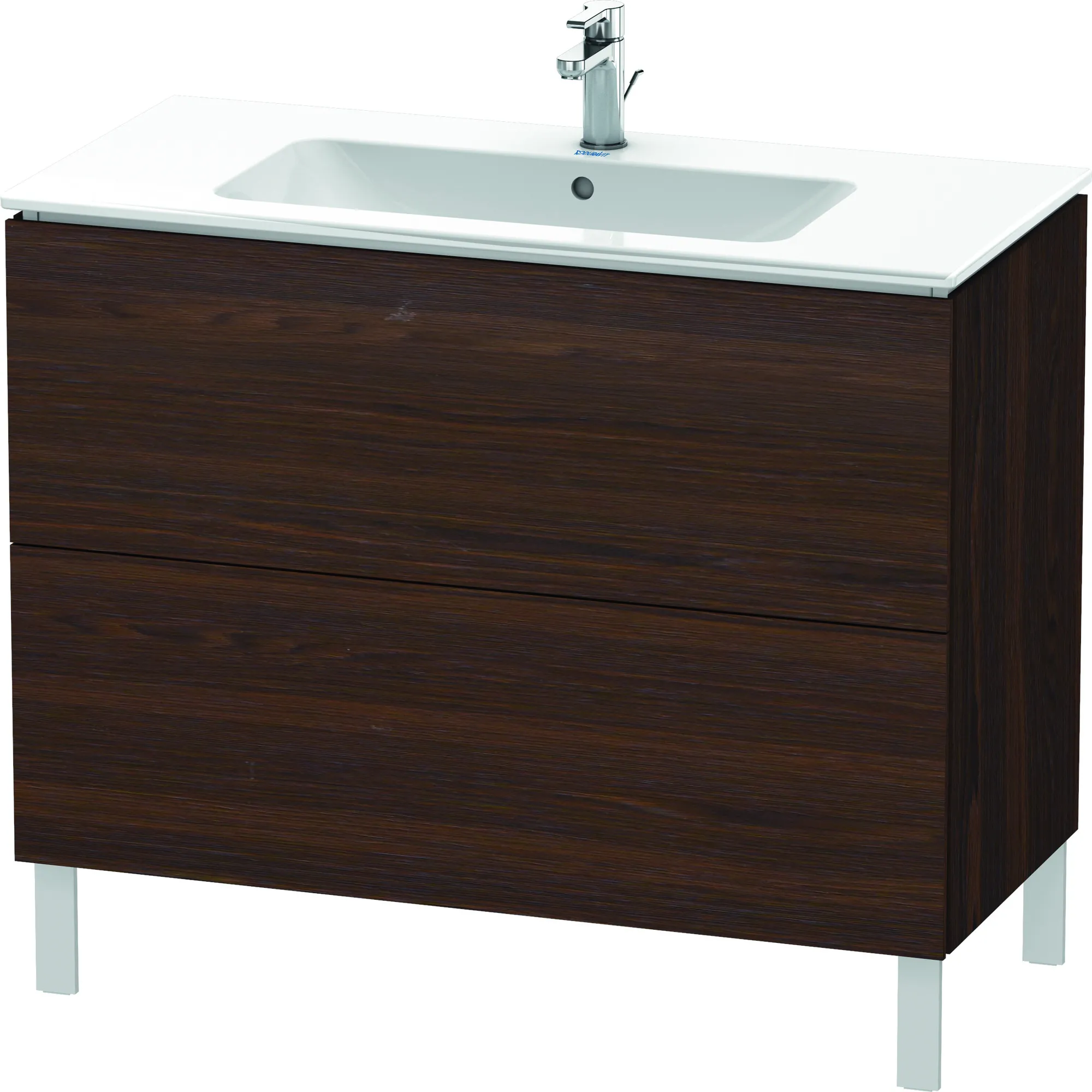Duravit Waschtischunterschrank bodenstehend „L-Cube“ 102 × 70,4 × 48,1 cm Nussbaum gebürstet
