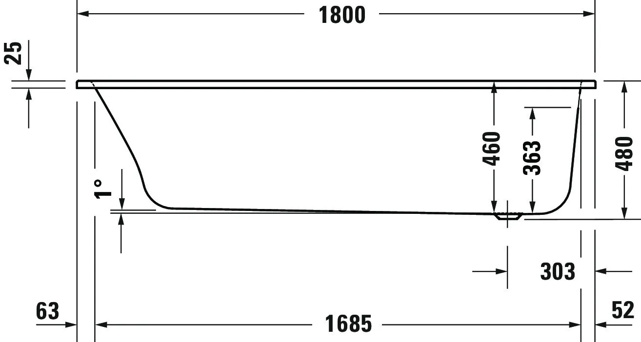 Duravit Badewanne „Qatego“ rechteck 1800 × 800 mm, Fußablauf in Weiß Duravit Badewanne „Qatego“ rechteck 1800 × 800 mm, Fußablauf in Weiß