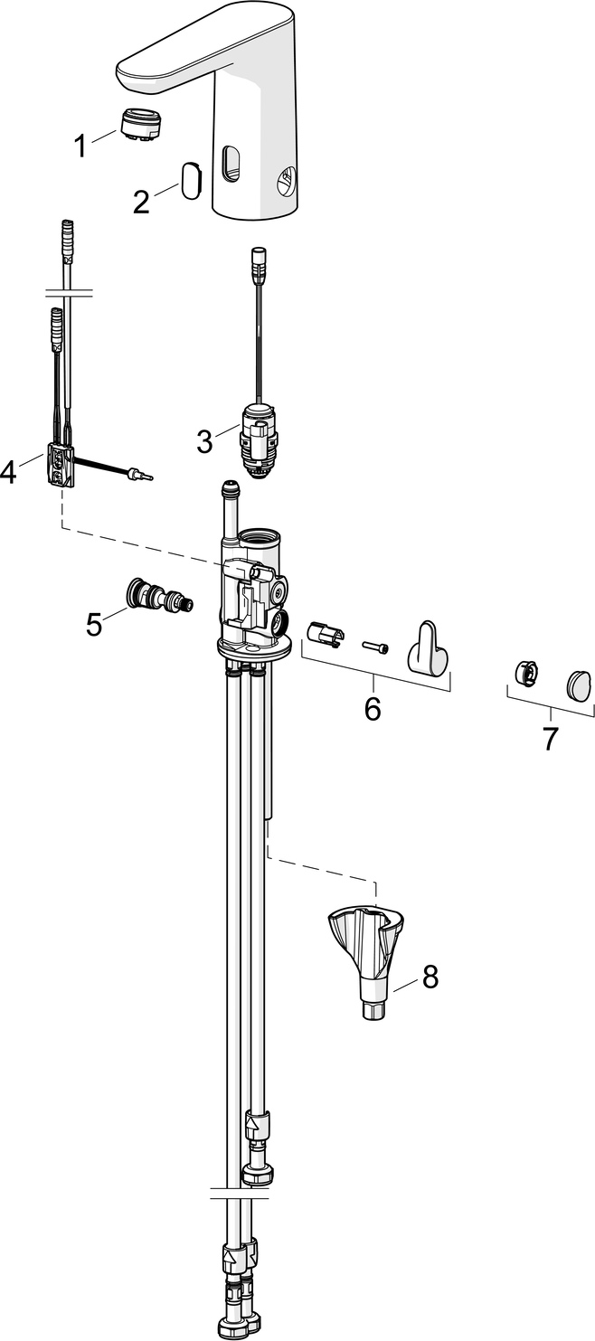 Hansa Waschtischarmatur, elektronisch Niederdruck „Electra“ Ausladung 123 mm in Chrom Hansa Waschtischarmatur, elektronisch Niederdruck „Electra“ Ausladung 123 mm in Chrom