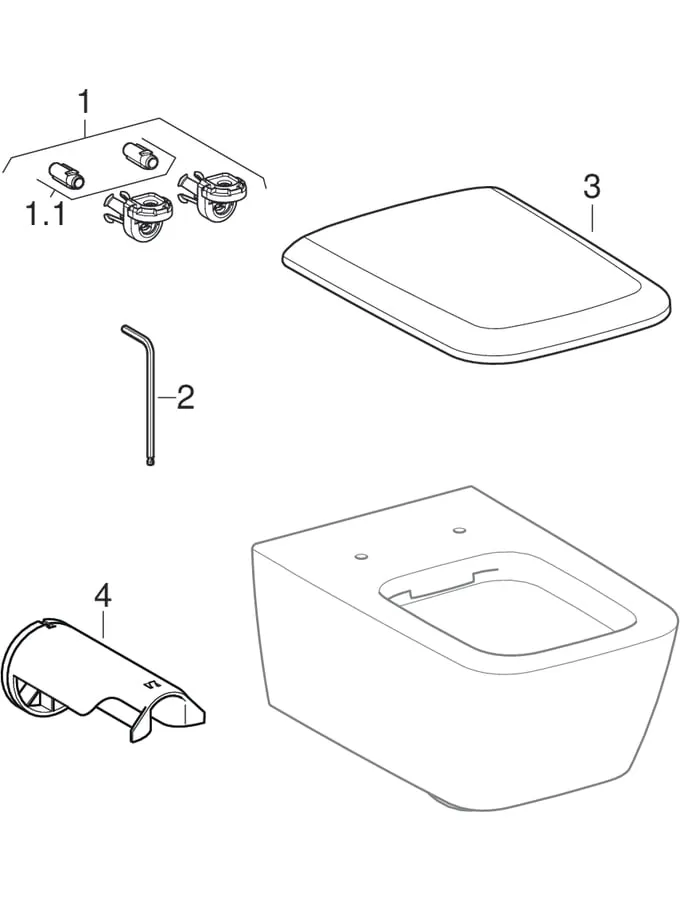 Wand-Tiefspül-WC „iCon Square“ geschlossene Form 35 × 31 × 54 cm ohne Spülrand, Befestigung verdeckt