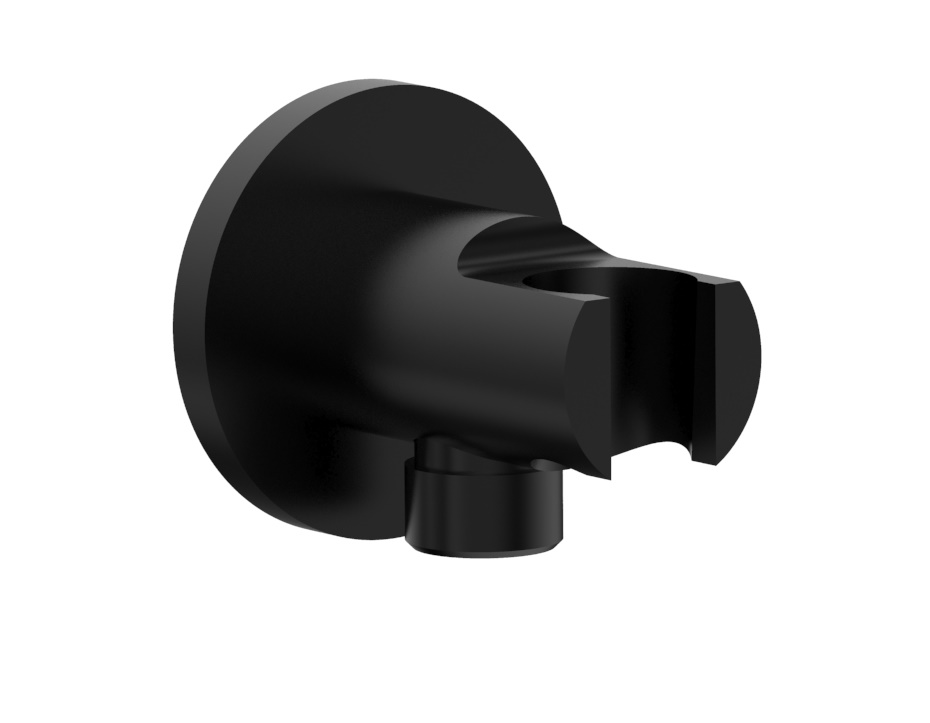 Wandanschlussbogen mit Halter - rund - 1/2″ AG × 1/2″ AG - Rosette - eigensicher - Vollmetall - mattschwarz Wandanschlussbogen mit Halter - rund - 1/2″ AG × 1/2″ AG - Rosette - eigensicher - Vollmetall - mattschwarz