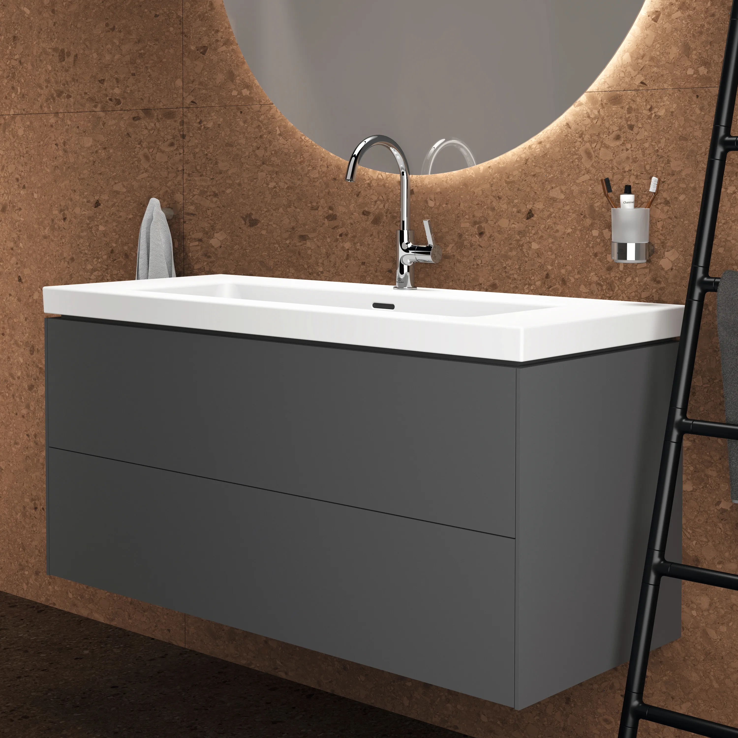 Waschbecken „Extra“ 121 × 51 × 15 cm, Hahnlochposition mittig in Seidenweiß Waschbecken „Extra“ 121 × 51 × 15 cm, Hahnlochposition mittig in Seidenweiß