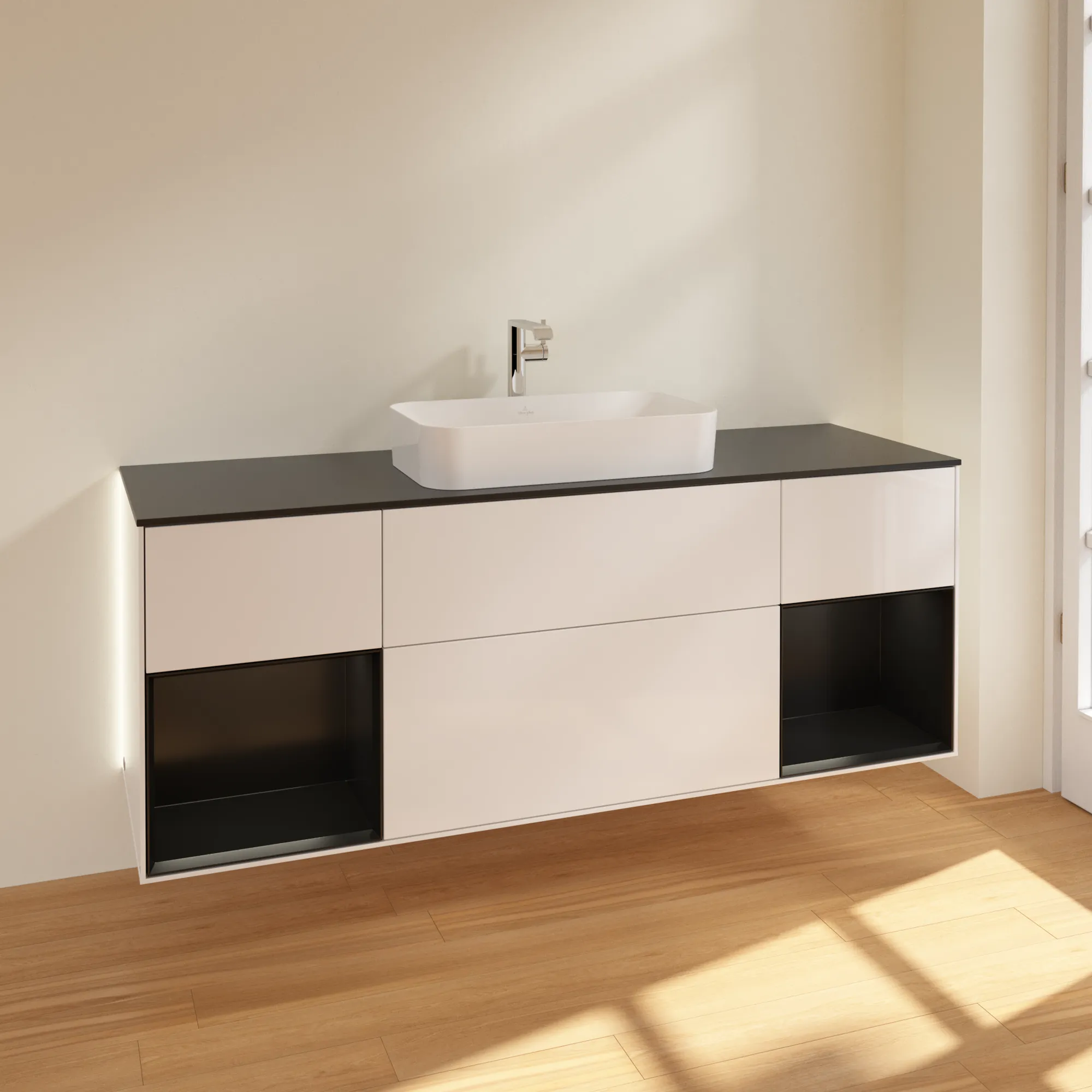 Villeroy & Boch Waschtischunterschrank „Finion“ für Schrankwaschtisch 1600 × 603 × 501 mm Glossy White Lacquer, mit Hahnlochbohrung, für Becken mittig Villeroy & Boch Waschtischunterschrank „Finion“ für Schrankwaschtisch 1600 × 603 × 501 mm Glossy White Lacquer, mit Hahnlochbohrung, für Becken mittig