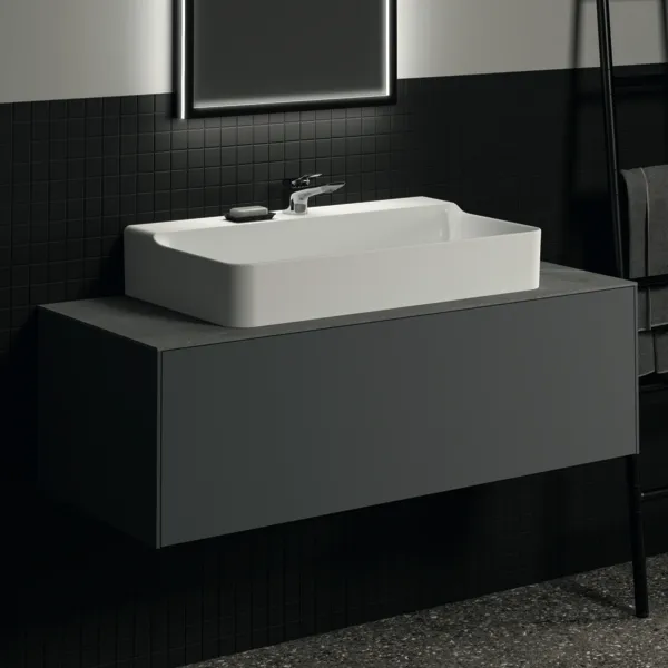 Waschtischplatte Conca, aus Keramik, 1202x505x6mm, Marmor Noir Desir Waschtischplatte Conca, aus Keramik, 1202x505x6mm, Marmor Noir Desir
