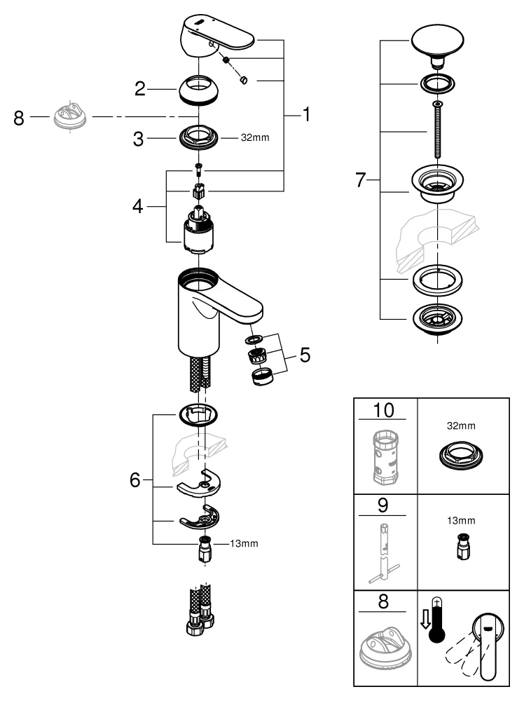 Einhand-Waschtischbatterie Eurosmart Cosmopolitan 23925, S-Size, Einlochmontage, glatter Körper, Push-open Ablaufgarnitur 1 1/4'', chrom Einhand-Waschtischbatterie Eurosmart Cosmopolitan 23925, S-Size, Einlochmontage, glatter Körper, Push-open Ablaufgarnitur 1 1/4'', chrom