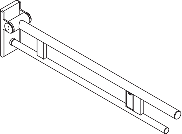 Mobiler Stützklappgriff Duo, Design A des Systems 900, Edelstahl, PVD, Ausladung 900 mm, mit Funk-Spülauslösung, Ausführung links, in Farbe CK (messing glänzend)