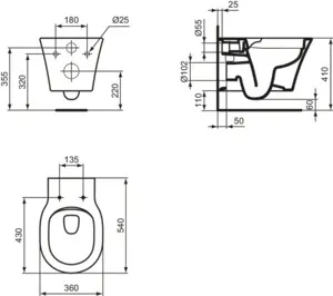 Wand-WC-Kombipaket Connect Air Randlos mit WC-Sitz Softclosing 365x540mm Weiß Wand-WC-Kombipaket Connect Air Randlos mit WC-Sitz Softclosing 365x540mm Weiß
