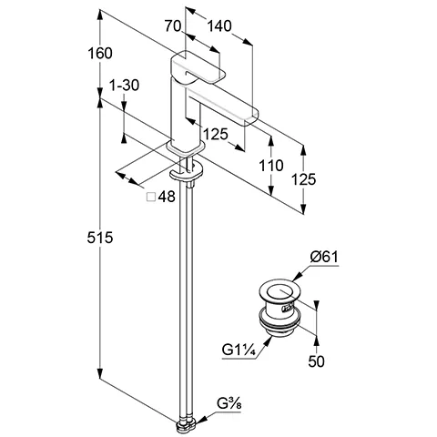 RENON WaschtischEHM 110 mit PushOpen Ablaufgarnitur chrom RENON WaschtischEHM 110 mit PushOpen Ablaufgarnitur chrom
