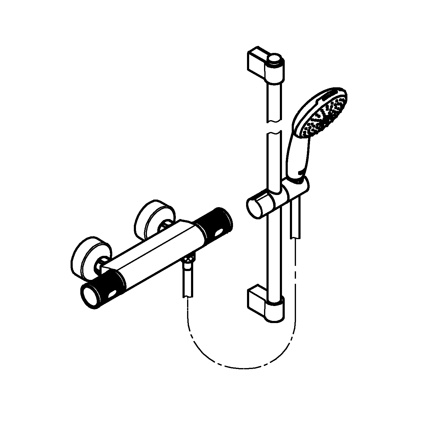 Thermostat-Brausebatterie Grohtherm 1000 Performance 34834_1, mit Tempesta Brausestangenset 600mm, 2 Strahlarten: Rain/Jet, chrom