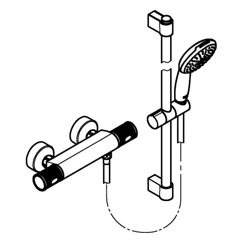Grohe Grohtherm 1000 Performance Thermostat-Brausebatterie ½ mit Tempesta Brausestangenset 600mm chrom Grohe Grohtherm 1000 Performance Thermostat-Brausebatterie ½ mit Tempesta Brausestangenset 600mm chrom