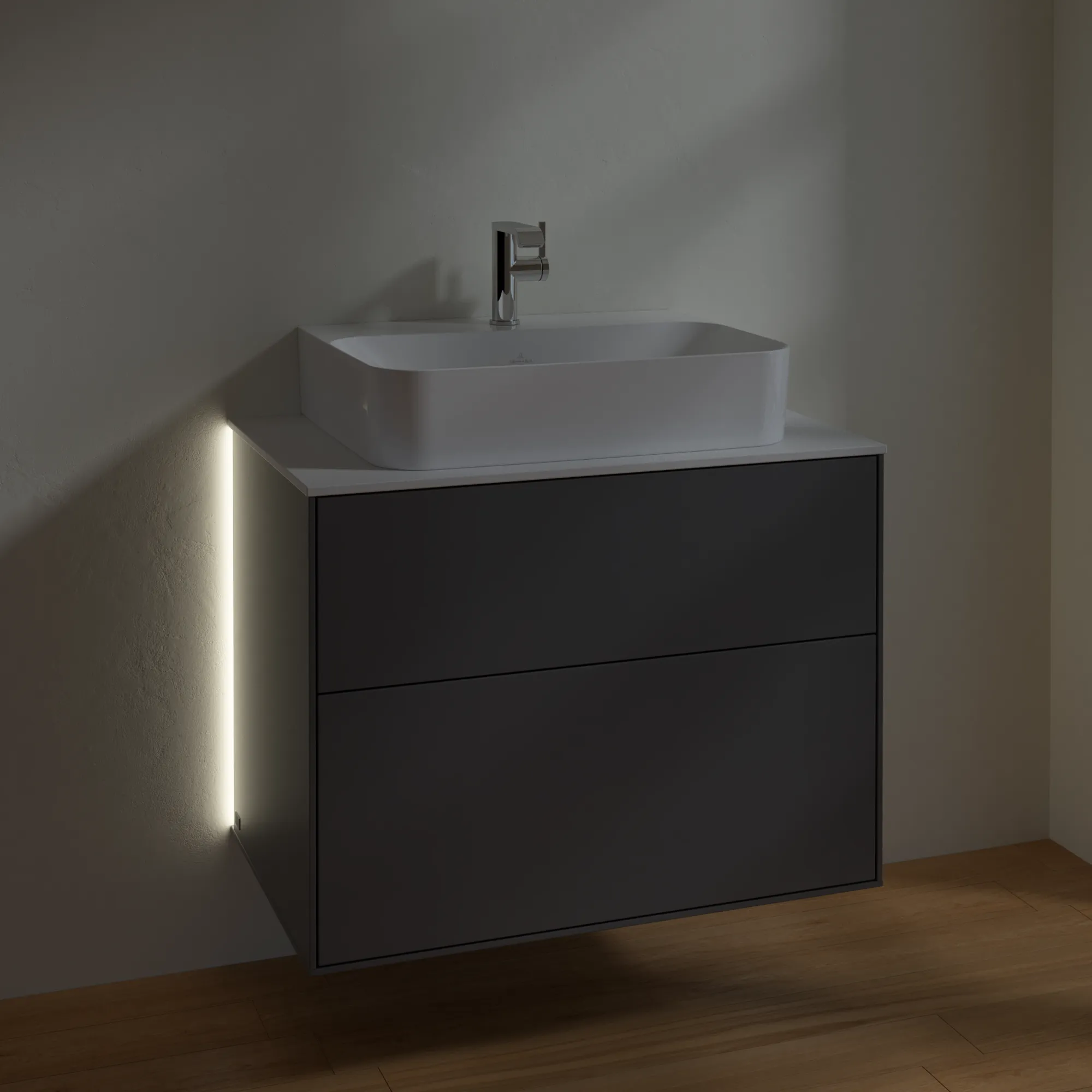 Villeroy & Boch Waschbeckenunterschrank Finion G09, Anthracite Matt Lacquer, 800x603x501mm, mit Beleuchtung und SoftClosing