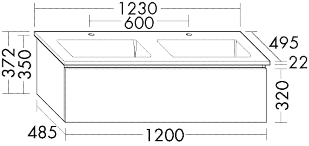 burgbad Badmöbelset „Lin20“ 127 × 41,2 cm in Eiche Dekor Baumwolle