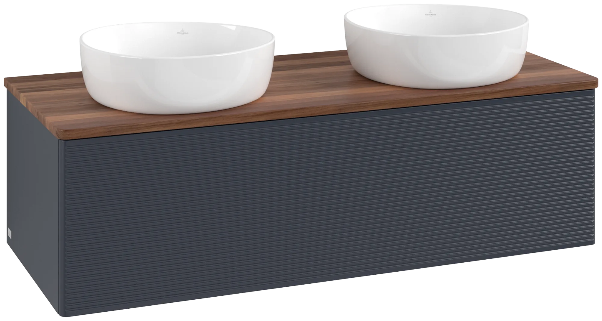 Villeroy & Boch Antao Waschbeckenunterschrank L35_1, 1200x360x500mm, Midnight Blue Matt Lacquer / Warm Walnut