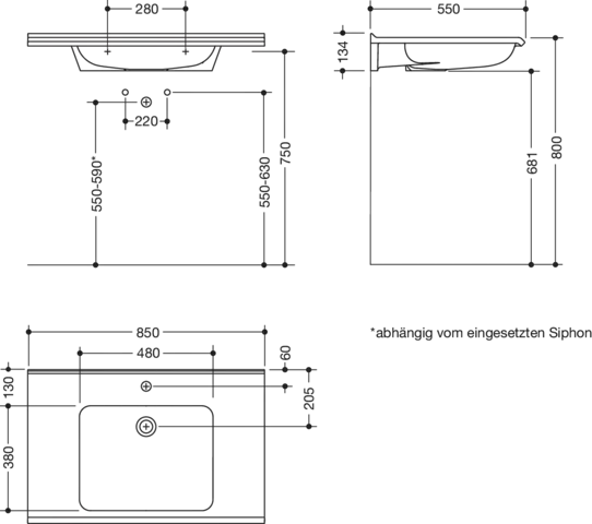 HEWI Waschtisch PG87, modular, Mineralguss, alpinweiß, 850x550mm HEWI Waschtisch PG87, modular, Mineralguss, alpinweiß, 850x550mm