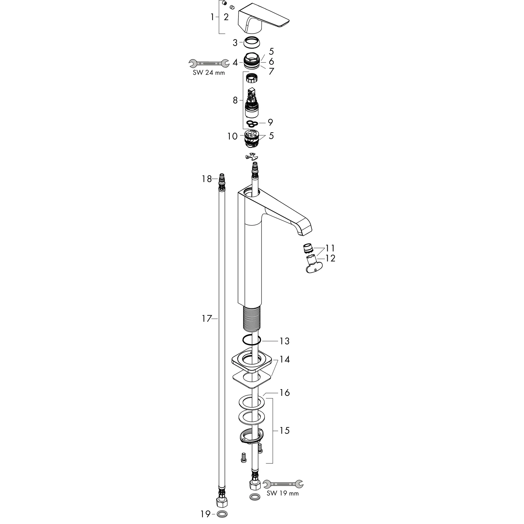 Waschtischmischer 250 Axor Citterio E Highriser ohne Zugstange Hebelgr.chrom Waschtischmischer 250 Axor Citterio E Highriser ohne Zugstange Hebelgr.chrom