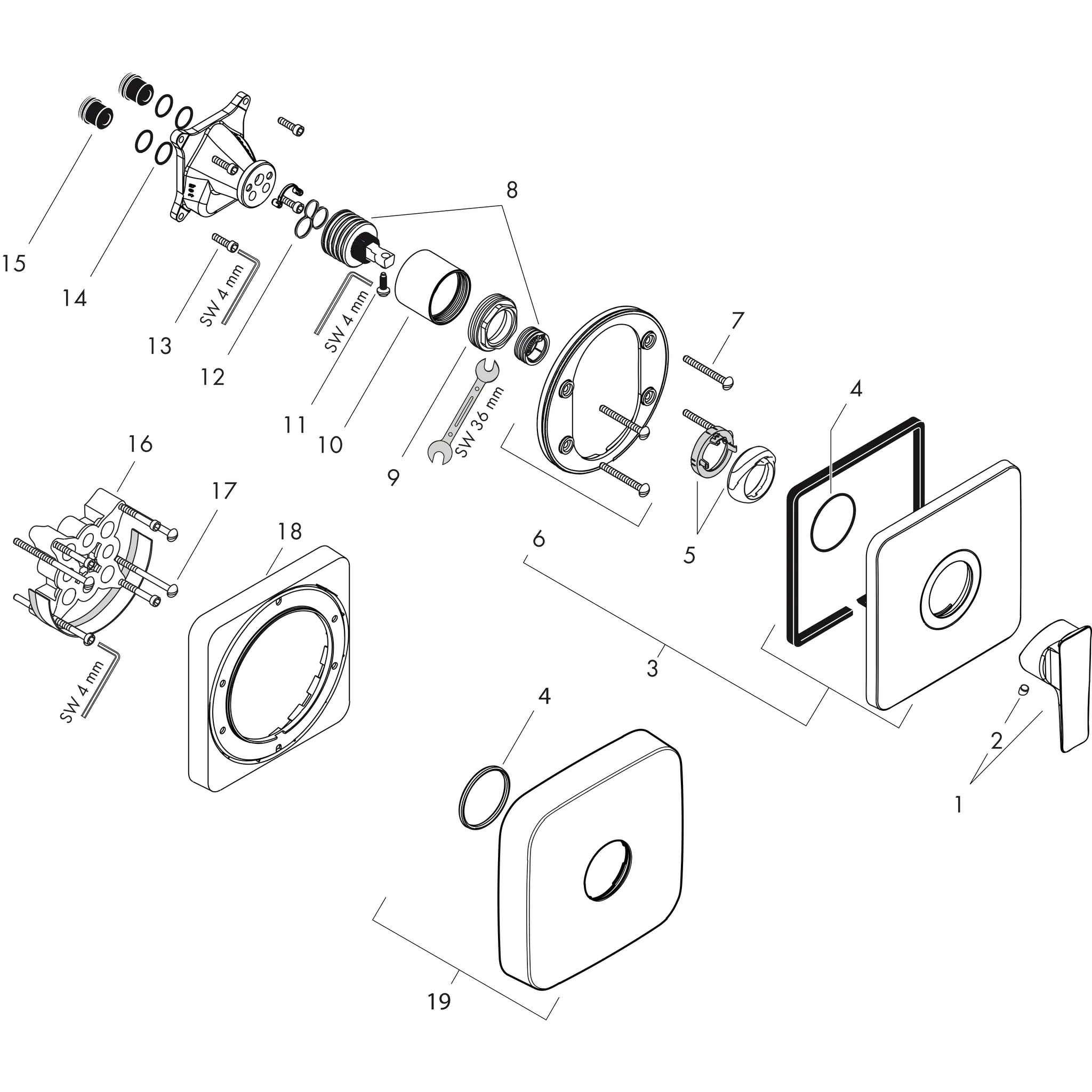 Brausenmischer Unterputz Axor Citterio E Fertigset chrom Brausenmischer Unterputz Axor Citterio E Fertigset chrom
