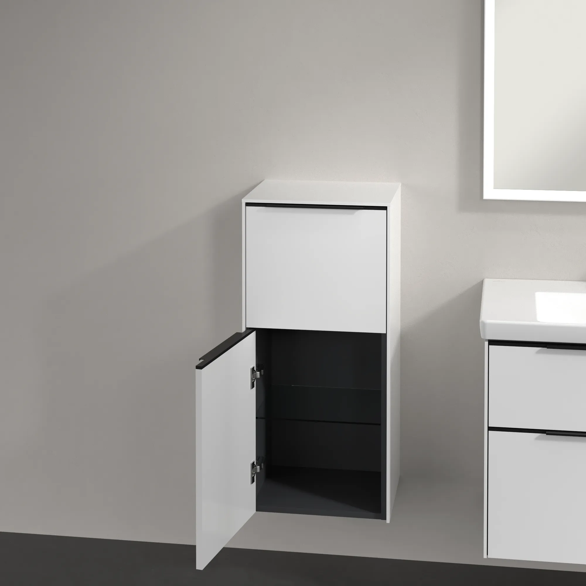 Villeroy & Boch Seitenschrank „Subway 3.0“ 40 × 86 × 36,2 × 36,2 cm 1 Auszug, 1 Tür, Anschlag (Scharnier) links, 1 Tür, Anschlag links