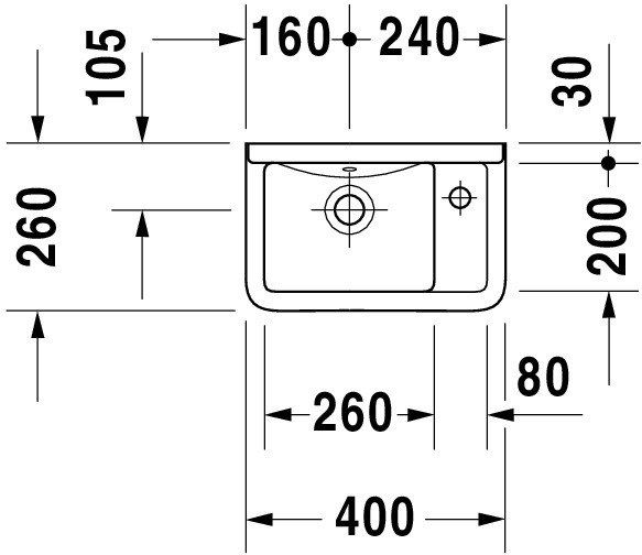 Wandwaschtisch „Starck 3“, mit Überlauf, Hahnlochposition rechts Wandwaschtisch „Starck 3“, mit Überlauf, Hahnlochposition rechts