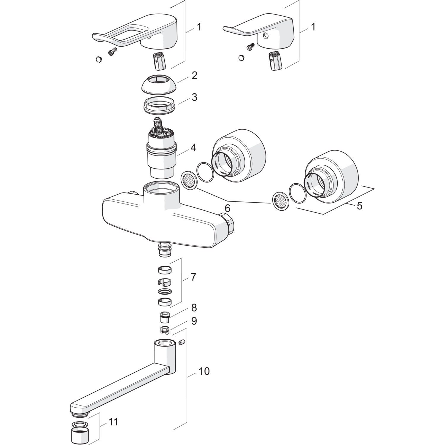 HA Einhebelmischer Waschtischbatterie HANSACLINICA 0152 Bügelhebel Bedienungshebel lang Ausladung 177 mm DN15 Chrom