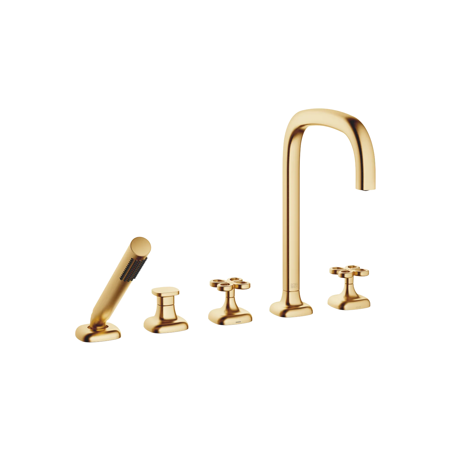 Dornbracht COYA Wannen-Fünflochbatterie Messing gebürstet (23kt Gold), Ausladung 220 mm, Armaturenhöhe 312 mm, Bohrungsdurchmesser 32 mm