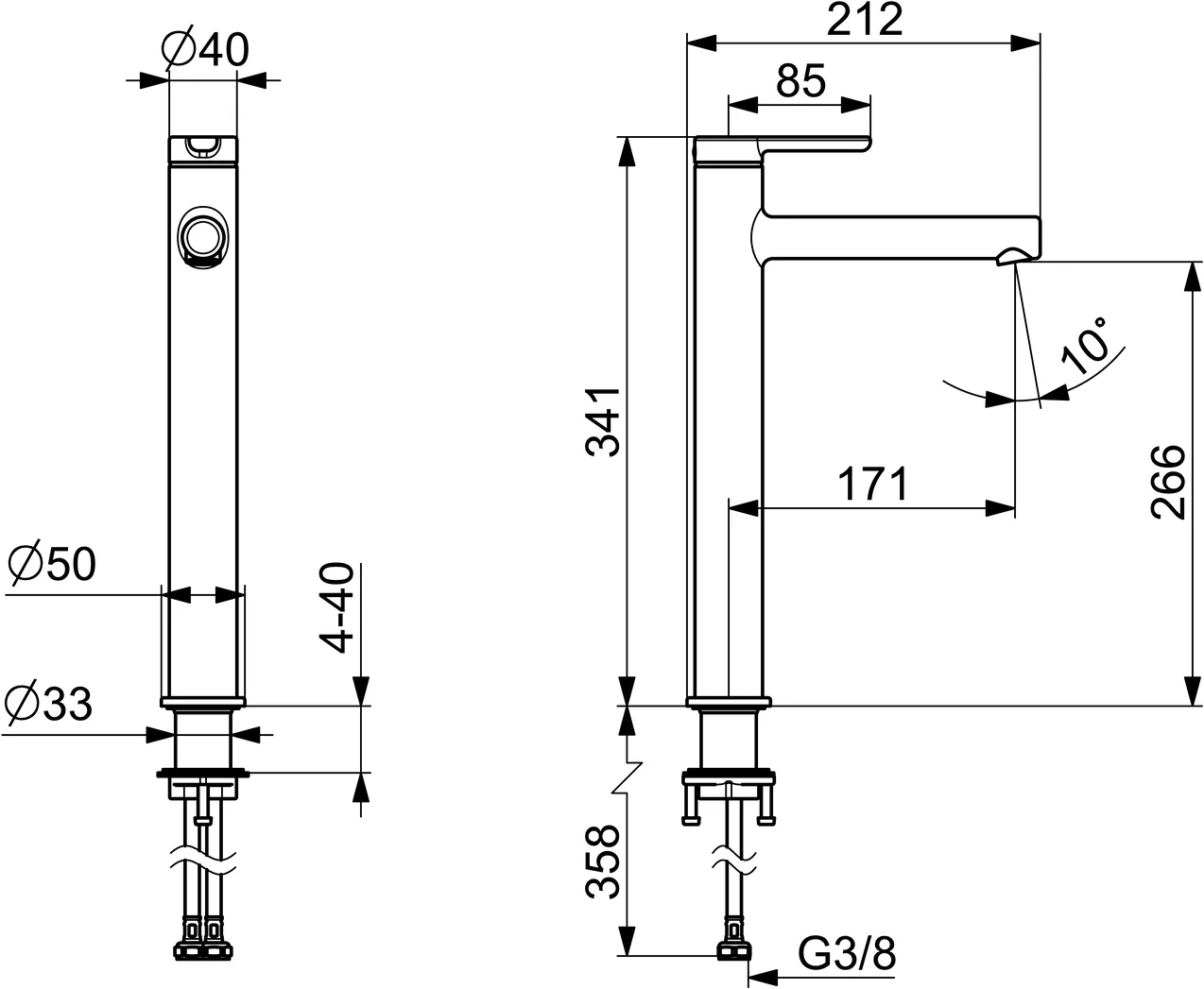 HansaDESIGNO Style Waschtischarmatur, Einhebelmischer, Ausladung 171 mm DN15 Chrom