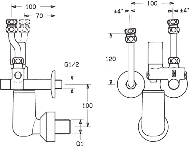 Hansa Regelventil für 1 oder 2 Rohrsysteme Hansa 6320, Wandmontage Hansa Regelventil für 1 oder 2 Rohrsysteme Hansa 6320, Wandmontage