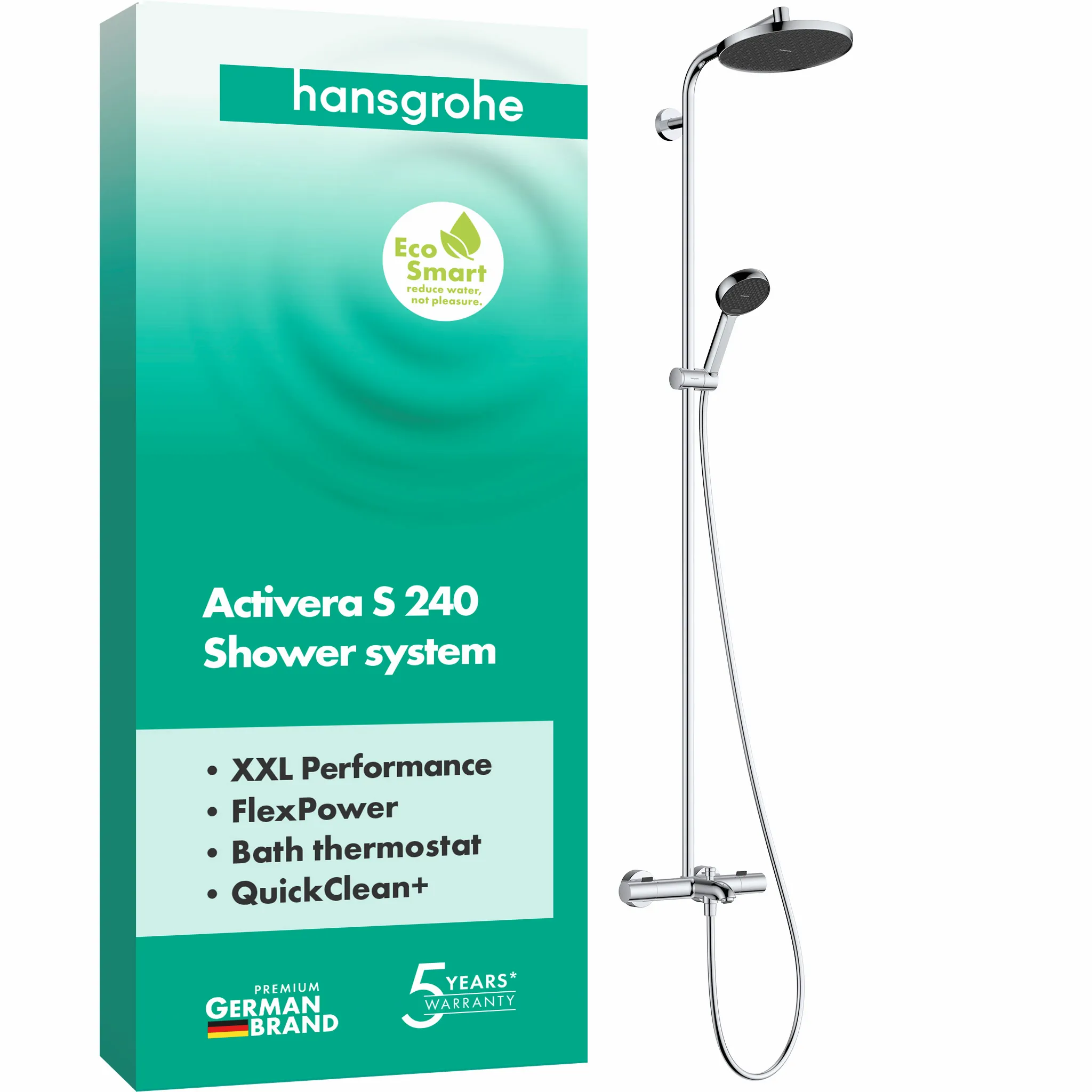 Activera S Showerpipe 240 1jet EcoSmart mit Wannenthermostat Ecostat Fine, Chrom