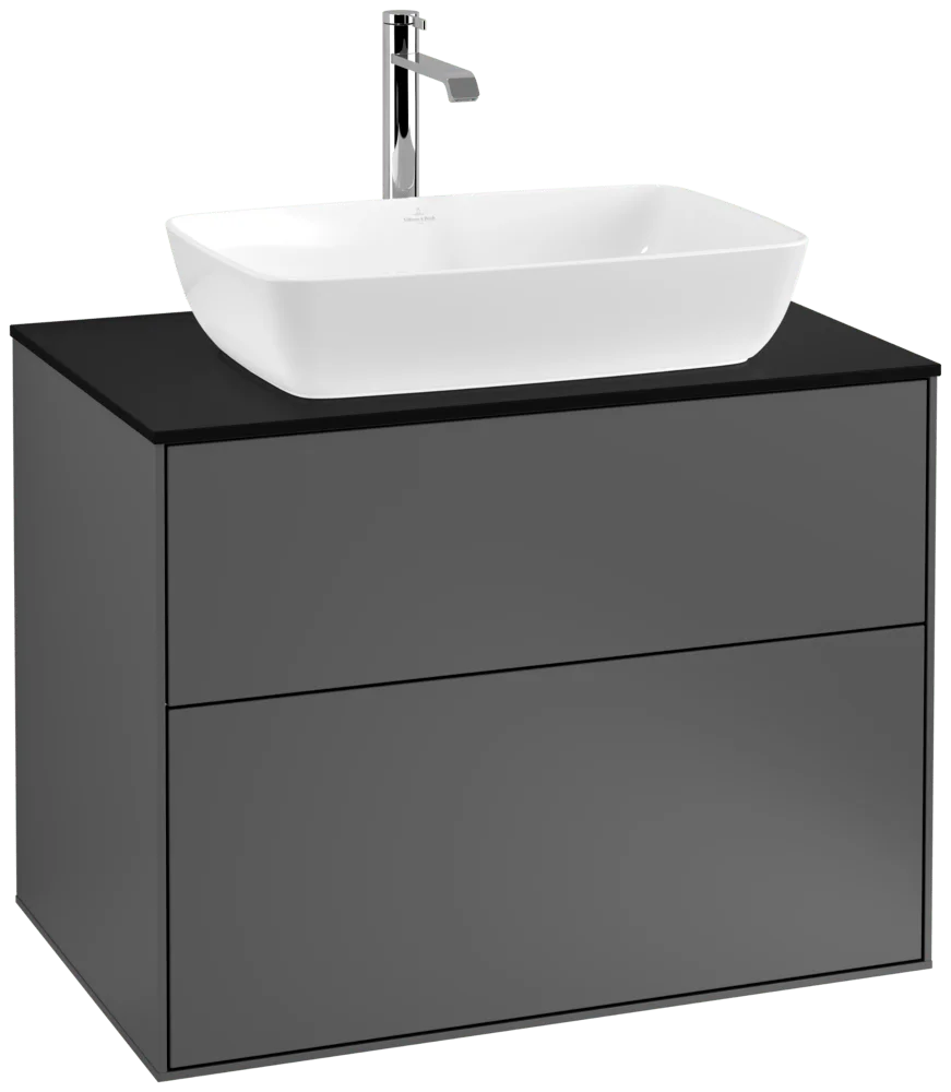 Villeroy & Boch Finion Waschbeckenunterschrank F75 800x603x501mm Anthracite Matt Lacquer / Glass Black Matt Villeroy & Boch Finion Waschbeckenunterschrank F75 800x603x501mm Anthracite Matt Lacquer / Glass Black Matt