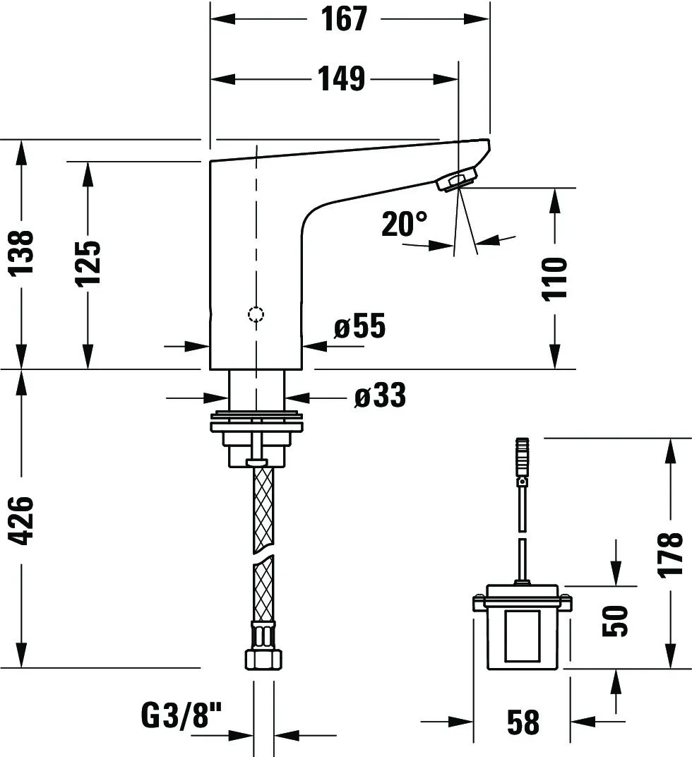 Elektronikwaschtischarmatur batteriebetrieben, chrom
