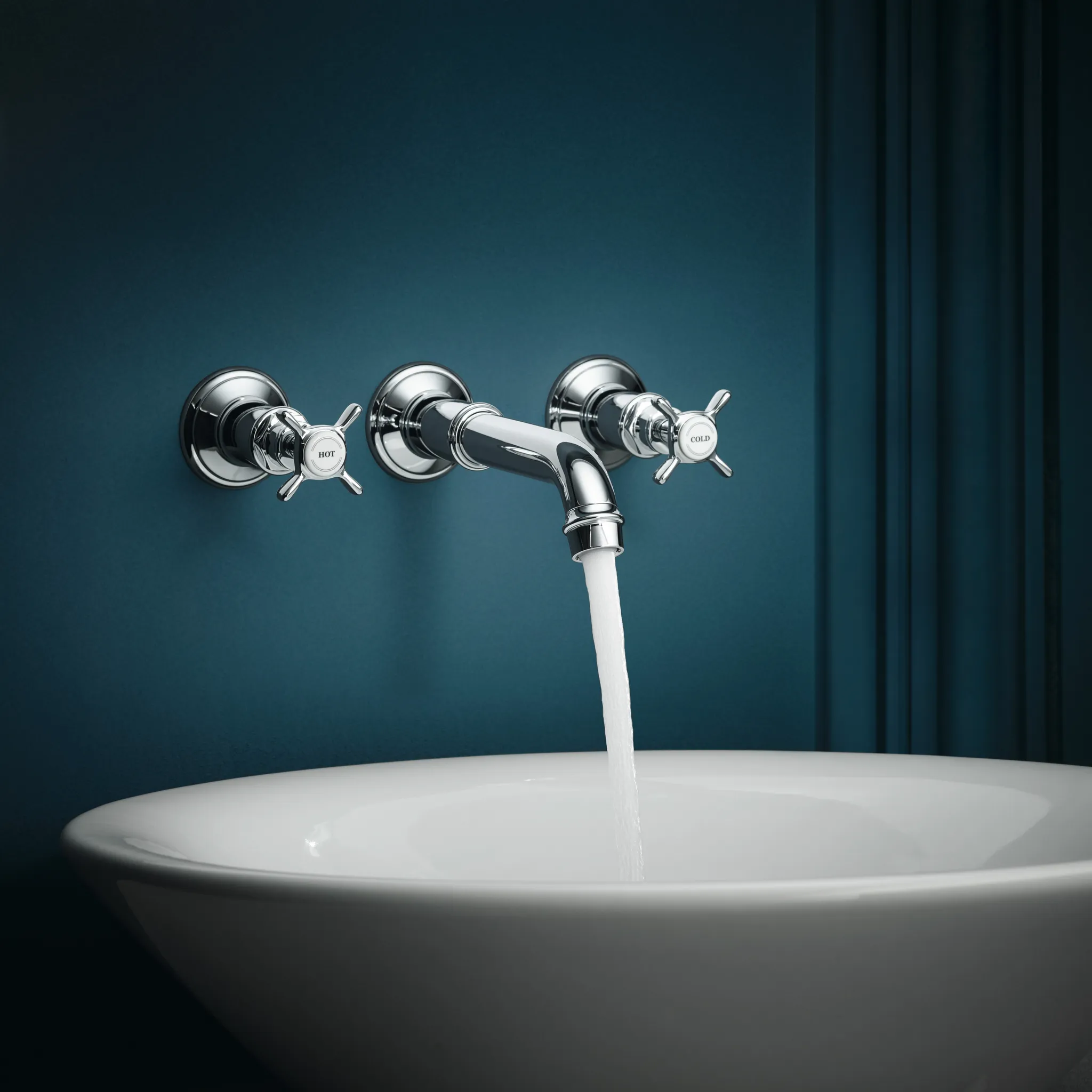3-Loch Waschtischarmatur Axor Montreux Wand Fertigset chrom