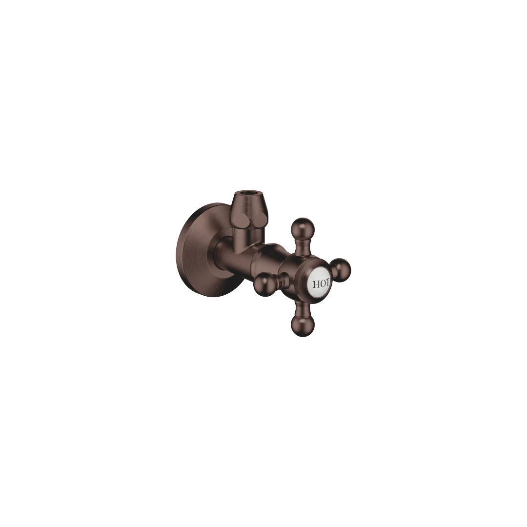 Dornbracht Eckventil MADISON Dark Bronze gebürstet PVD, Rosette Ø 60 mm, Porzellanplättchen HOT Dornbracht Eckventil MADISON Dark Bronze gebürstet PVD, Rosette Ø 60 mm, Porzellanplättchen HOT