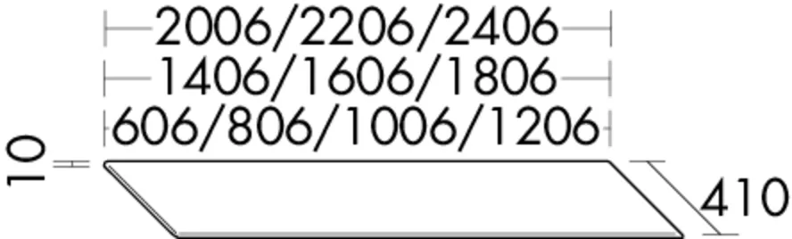 Konsolenplatte - Höhe: 10 mm, NUR IN VERBINDUNG MIT WASCHTISCHUNTERSCHRÄNKEN UND KOMPLETT UNTERBAUT MÖGLICH!, Tiefe: 410 mm, Breite: 2006 mm, Höhe: 10 mm