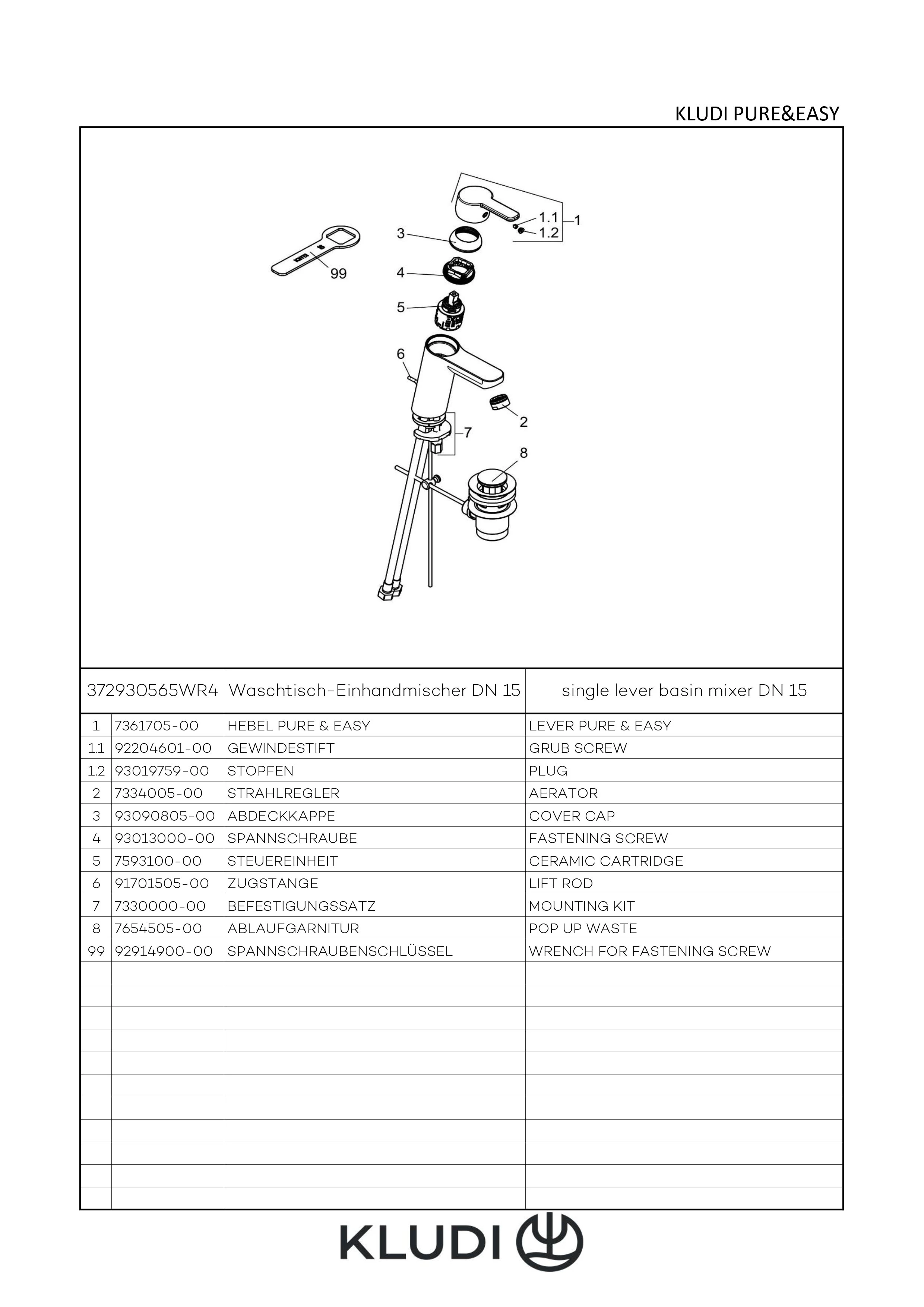 PURE & EASY WaschtischEHM 100 ECO PLUS, m. Metallablaufg. chrom PURE & EASY WaschtischEHM 100 ECO PLUS, m. Metallablaufg. chrom