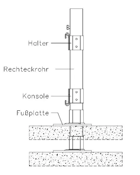 Zubehör Standkonsole STF 1 Höhe 660 weiß RAL 9016