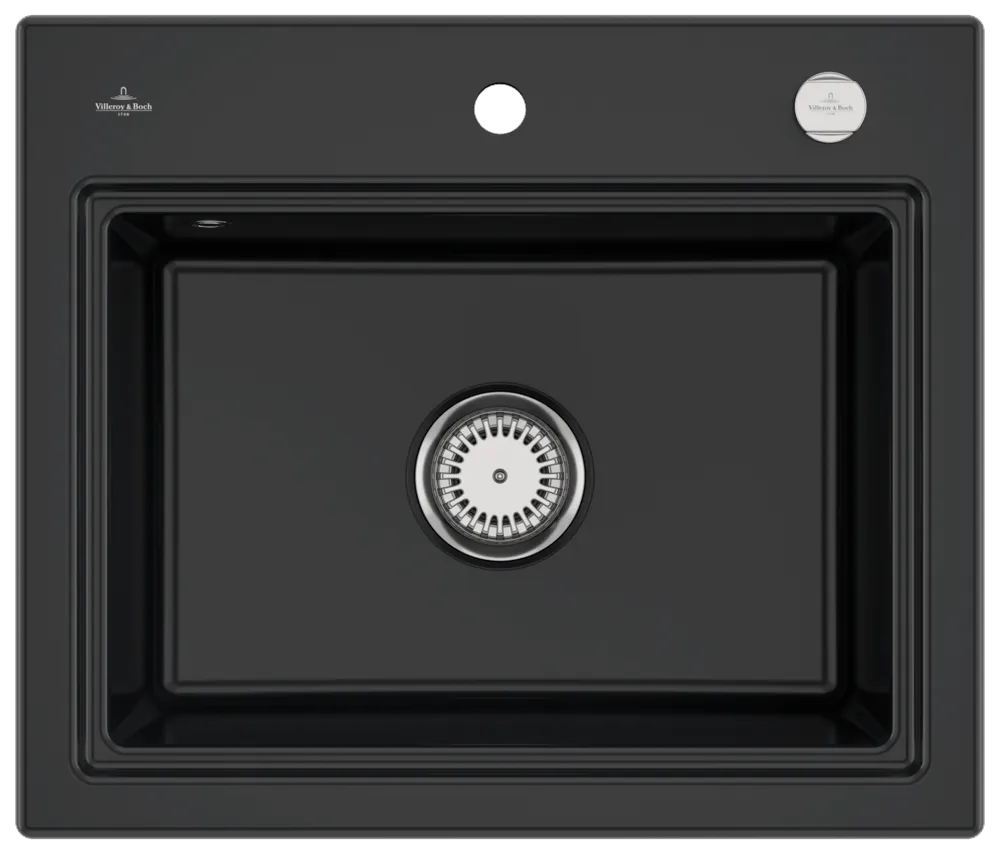 Villeroy & Boch Einbau-Küchenspülbecken „Subway Style“ 60 S 600 × 510 × 220 mm, für Becken rechts in Pure Black