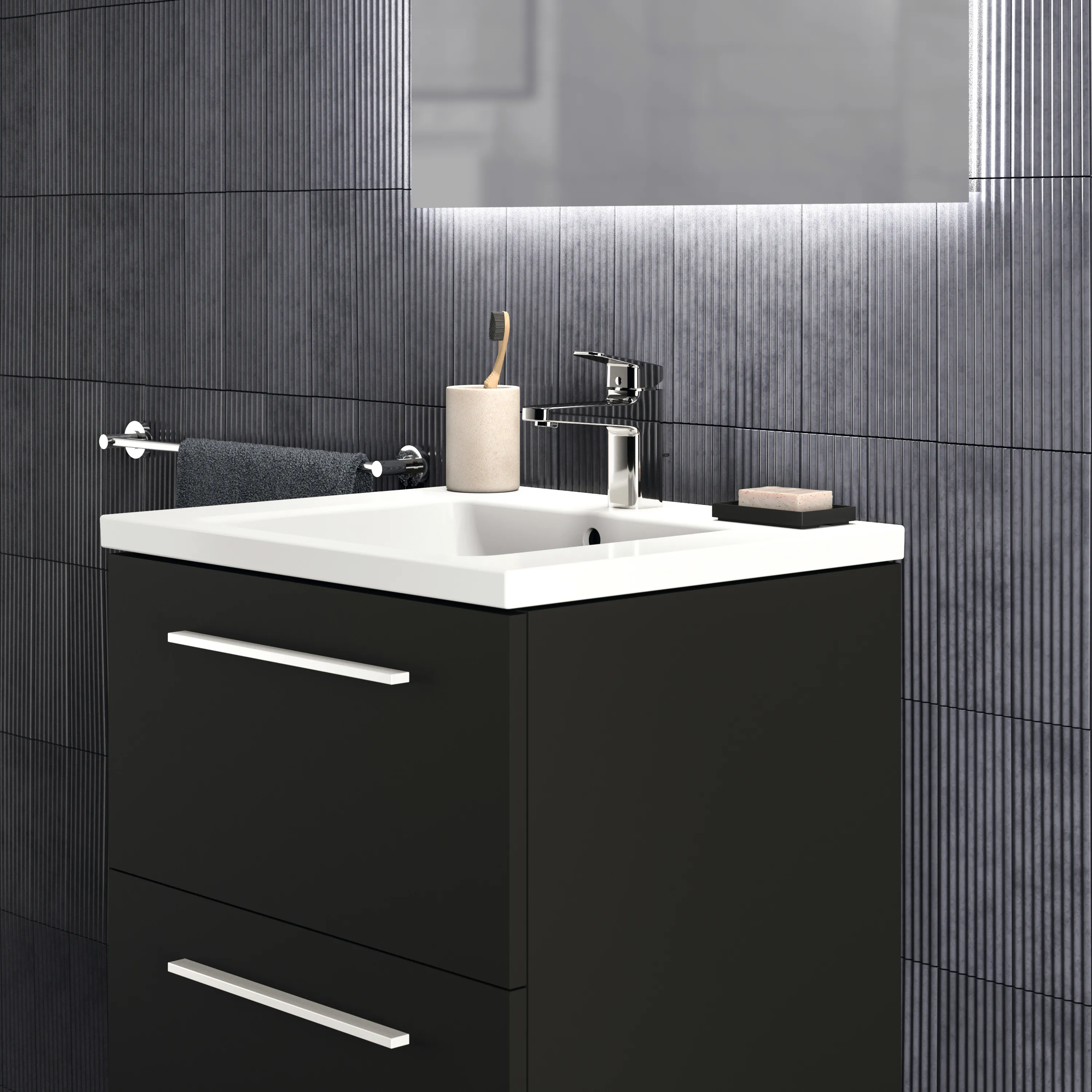 Ideal Standard Möbelwaschtischunterschrank i.life B 2 Auszüge 600x505x630mm Carbongrau matt Ideal Standard Möbelwaschtischunterschrank i.life B 2 Auszüge 600x505x630mm Carbongrau matt