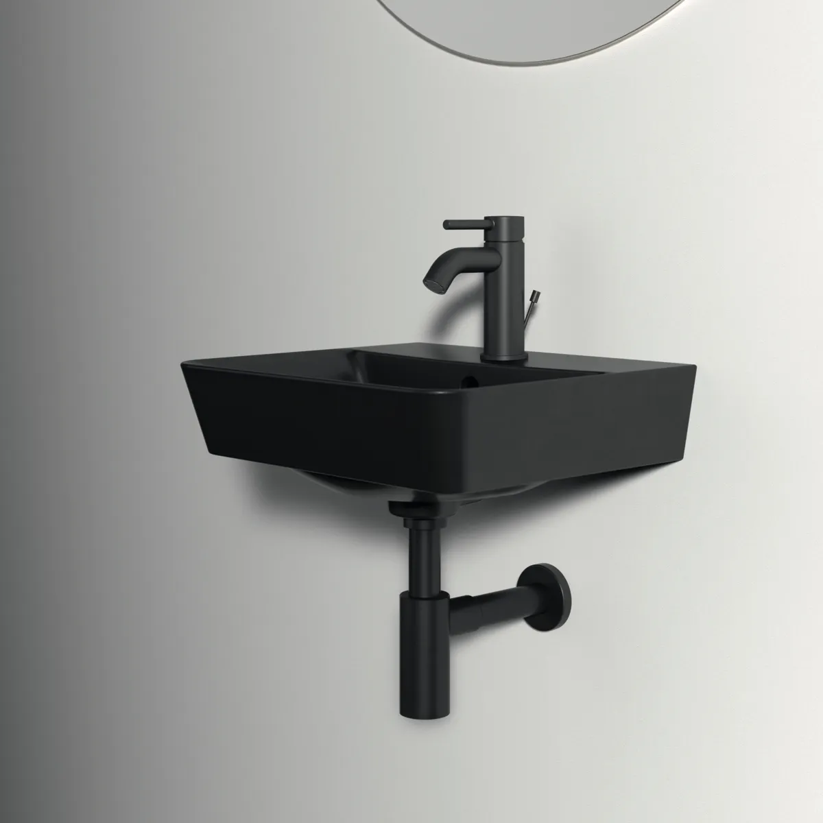 Waschbecken „ConnectAir“ 40 × 35 × 15 cm, Hahnlochposition mittig in Schwarz Matt