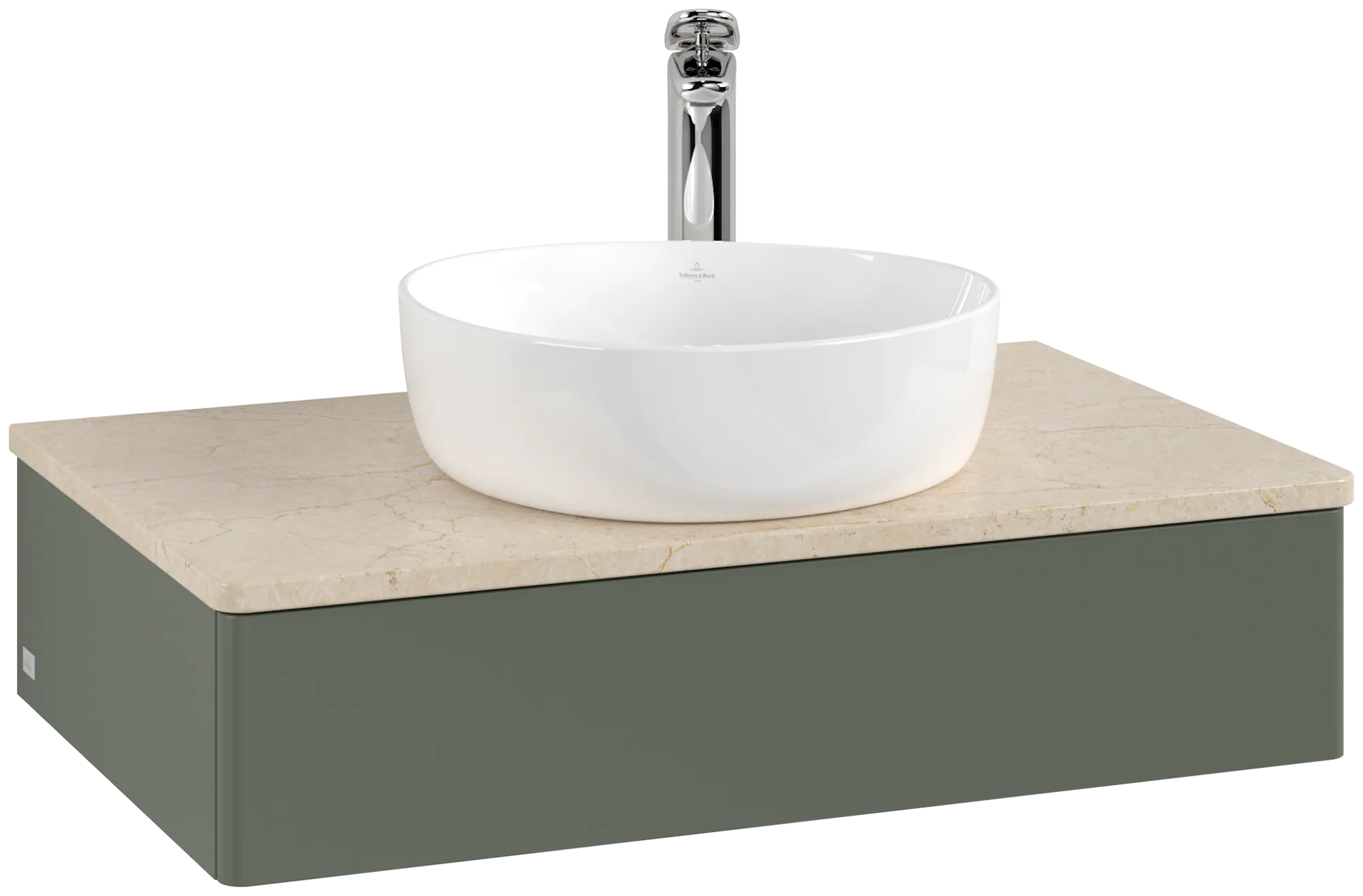 Villeroy & Boch Antao Waschbeckenunterschrank K08_5, 800 x 190 x 500 mm, Leaf Green Matt Lacquer / Botticino