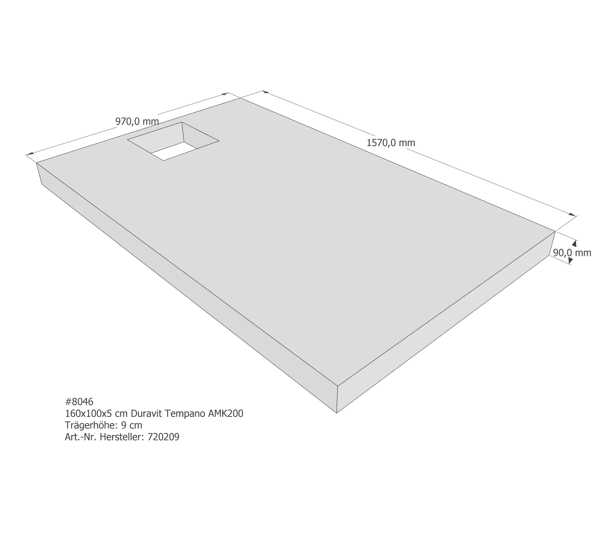Duschwannenträger für Duravit Tempano 160 × 100 × 5 cm Breite: 100 cm / Länge: 160 cm Duschwannenträger für Duravit Tempano 160 × 100 × 5 cm Breite: 100 cm / Länge: 160 cm