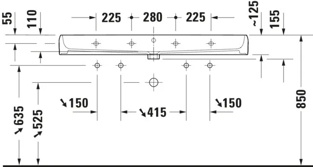 Wandwaschtisch geschliffen „Qatego“ 120 × 47 × 15 cm, ohne Hahnlochbohrung Wandwaschtisch geschliffen „Qatego“ 120 × 47 × 15 cm, ohne Hahnlochbohrung