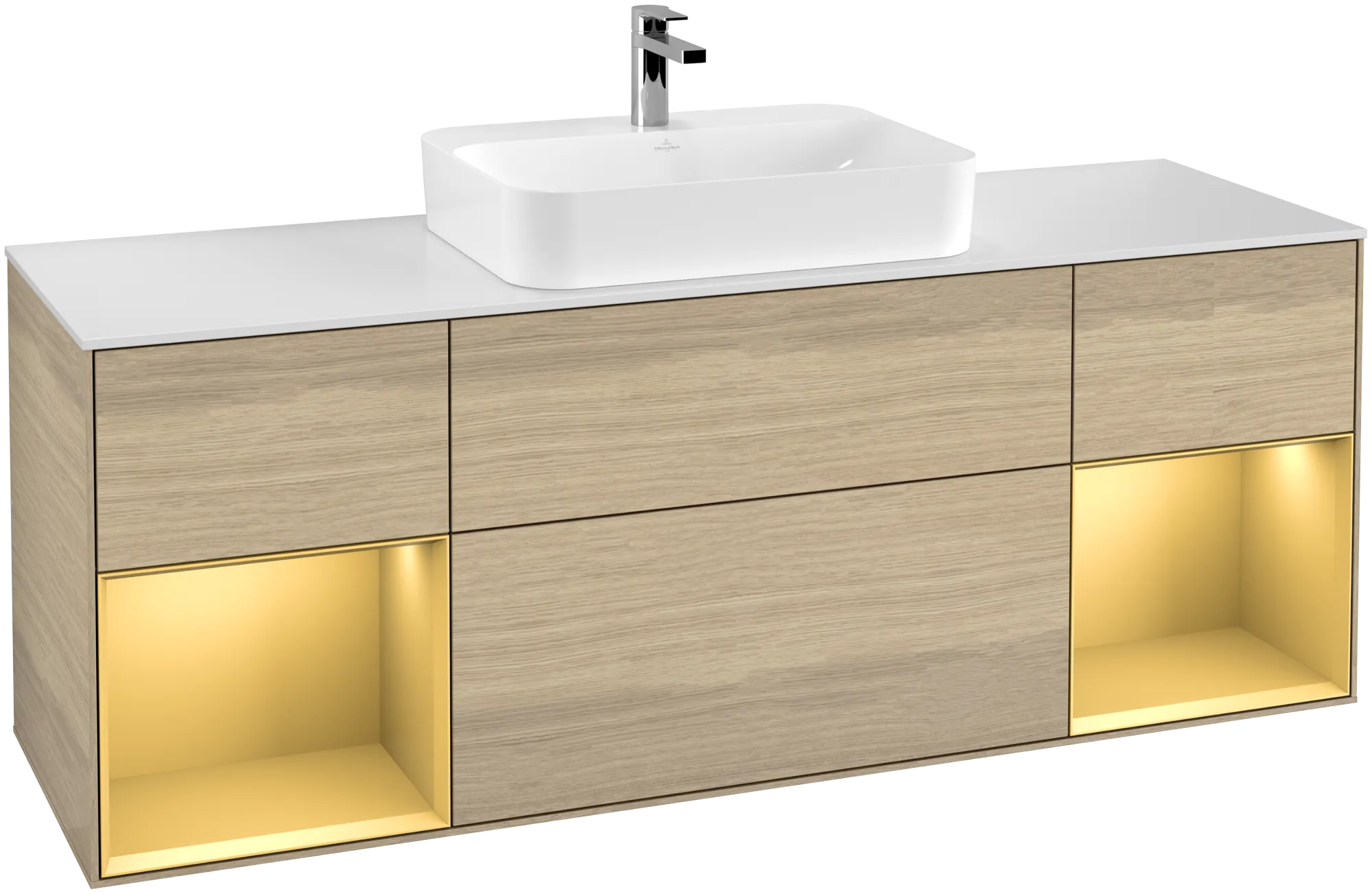 Villeroy & Boch Waschtischunterschrank „Finion“ für Schrankwaschtisch 1600 × 603 × 501 mm Oak Veneer, für Becken mittig