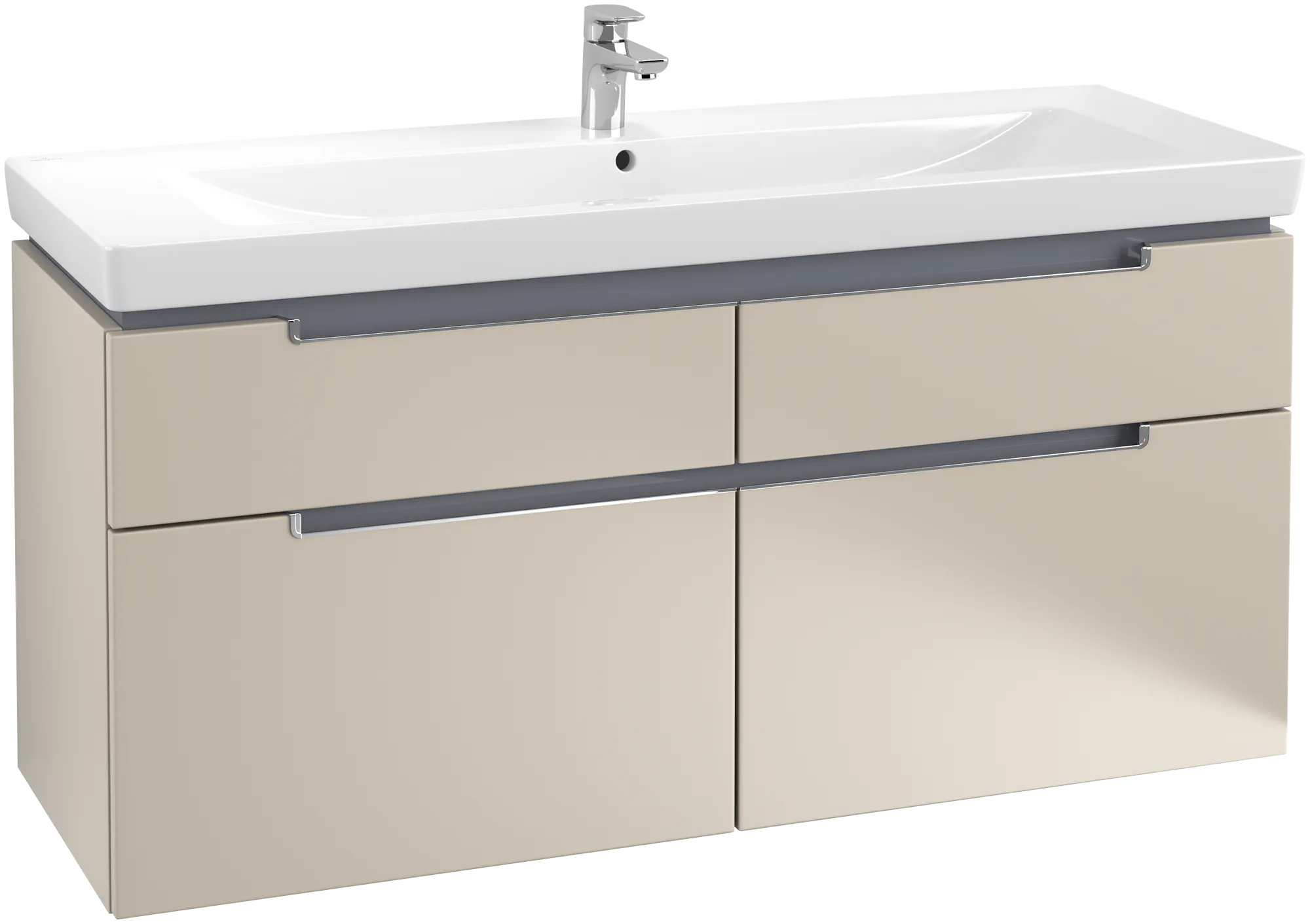 Villeroy & Boch Waschtischunterschrank „Subway 2.0“ 128,7 × 59 × 44,9 × 44,9 cm Soft Grey, mittig, ohne Beleuchtung