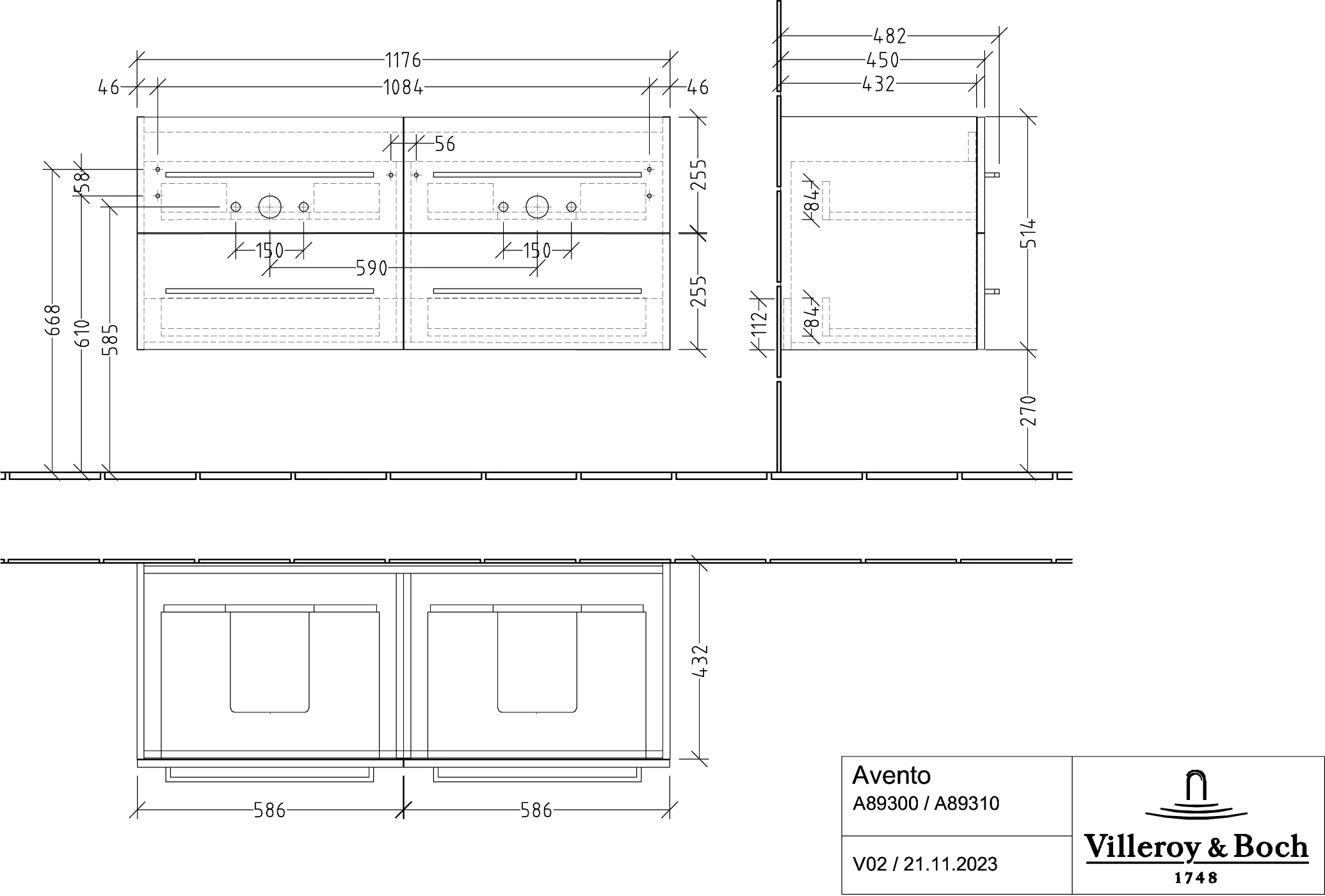 Villeroy & Boch Waschtischunterschrank „Avento“ für Schrank-Doppelwaschtisch 1180 × 514 × 452 mm Arizona Oak, Soft Closing Villeroy & Boch Waschtischunterschrank „Avento“ für Schrank-Doppelwaschtisch 1180 × 514 × 452 mm Arizona Oak, Soft Closing