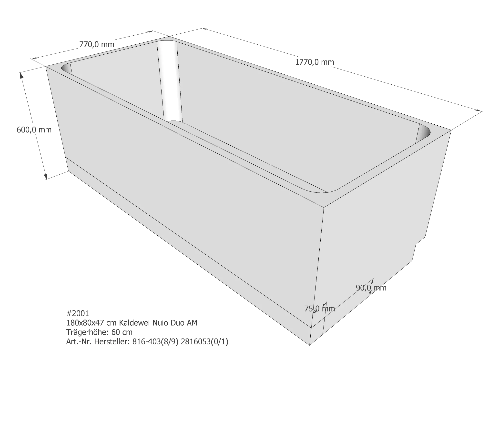 Badewannenträger passend für Kaldewei 180 × 80 × 47 cm Badewannenträger passend für Kaldewei 180 × 80 × 47 cm