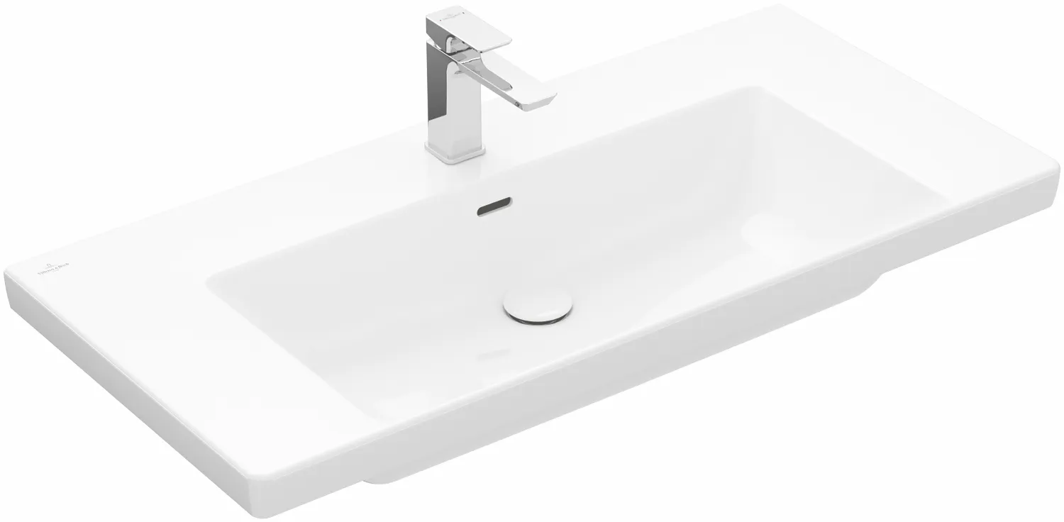 Villeroy & Boch Wandwaschtisch aus TitanCeram „Subway 3.0“ 1000 × 470 × 165 mm, ohne Hahnlochbohrung in Weiß Alpin Villeroy & Boch Wandwaschtisch aus TitanCeram „Subway 3.0“ 1000 × 470 × 165 mm, ohne Hahnlochbohrung in Weiß Alpin