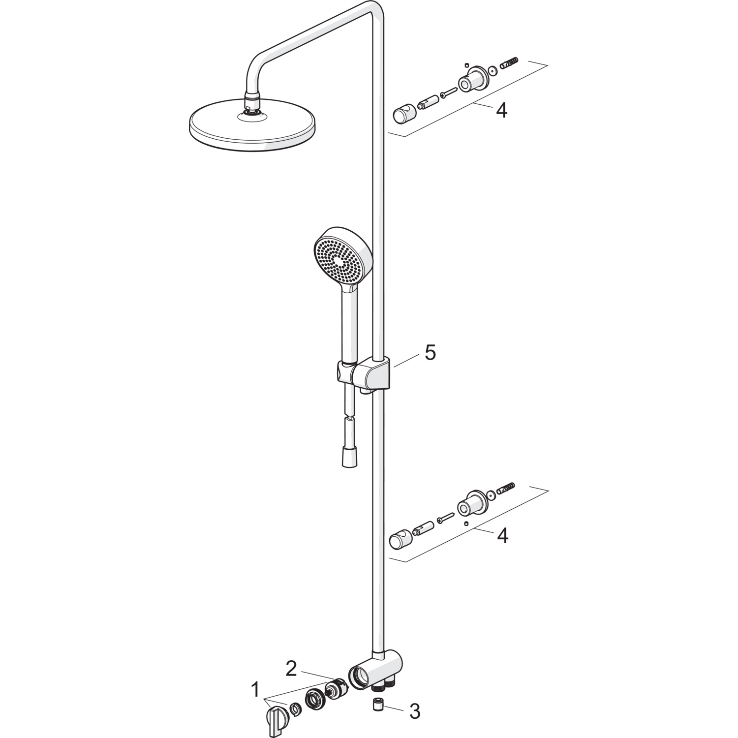 HA Kopfbrause-Set HANSABASICJET Style 4438 3-strahlig Ausladung 407 mm Chrom